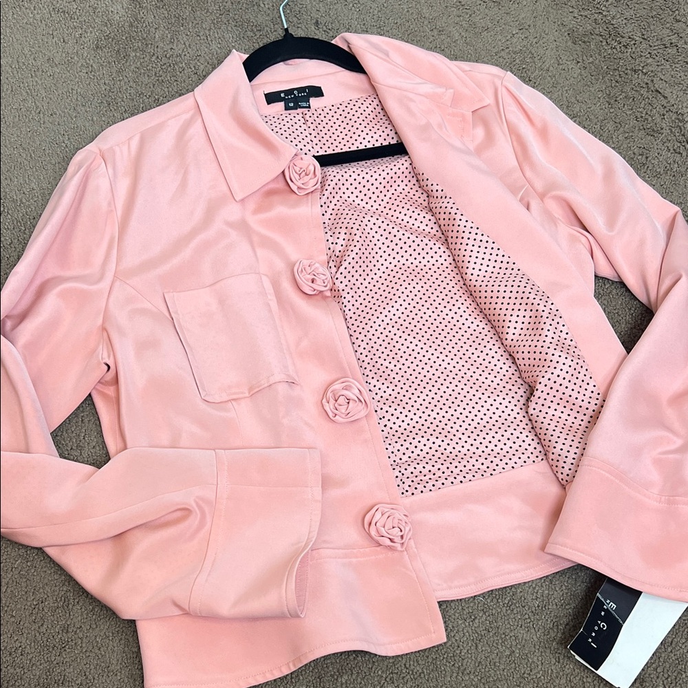 ECI silk Peach Jacket with Polka Dot Lining